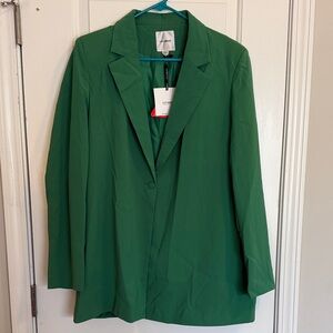 Green Women's Single-Button Kelly Green Blazer Jacket